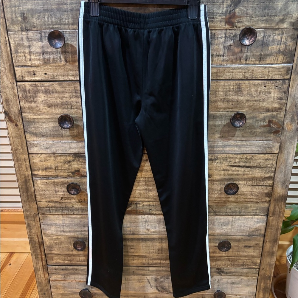 Adidas Kids Black Track Pants with White Stripes - Picture 2 of 5